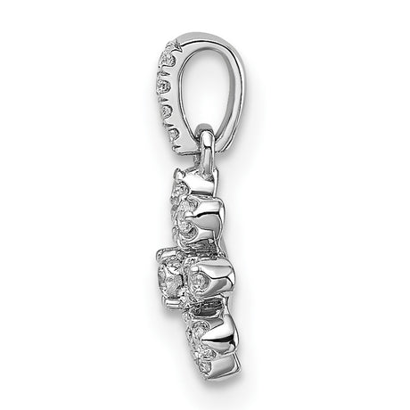 14k White Gold Flower Pendant with Round Cut Diamonds, Daisy-Inspired Floral Design