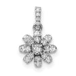 14k White Gold Flower Pendant with Round Cut Diamonds, Daisy-Inspired Floral Design