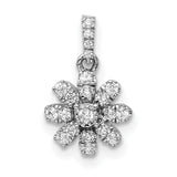 14k White Gold Flower Pendant with Round Cut Diamonds, Daisy-Inspired Floral Design