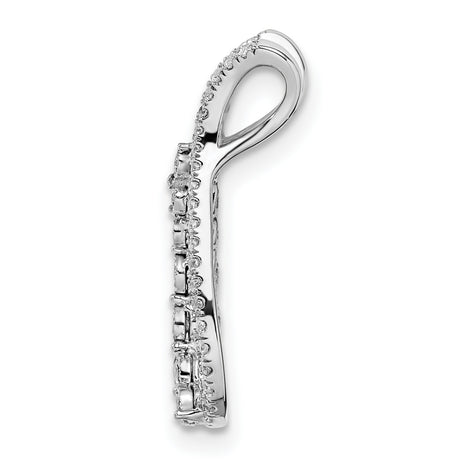 14k White Gold Teardrop Pendant with Diamond Accents, Open Loop Chain Slide Design