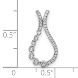 14k White Gold Teardrop Pendant with Diamond Accents, Open Loop Chain Slide Design