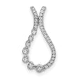 14k White Gold Teardrop Pendant with Diamond Accents, Open Loop Chain Slide Design