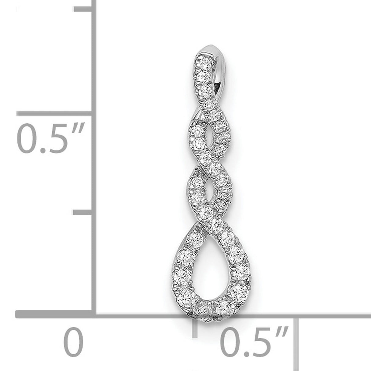 10k White Gold Infinity Pendant with Diamond Accent and Twisted Design