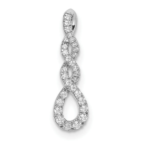 10k White Gold Infinity Pendant with Diamond Accent and Twisted Design