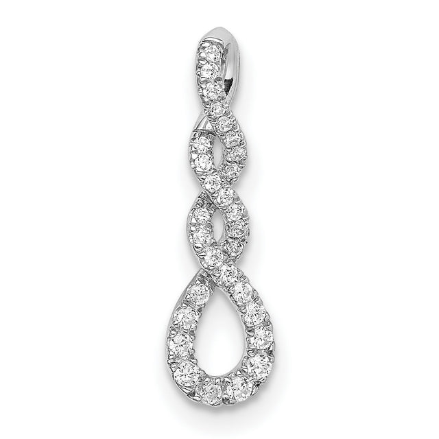 10k White Gold Infinity Pendant with Diamond Accent and Twisted Design