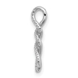 14k White Gold Pendant with Diamond, Infinity Twist Design, Interwoven Loops for Women
