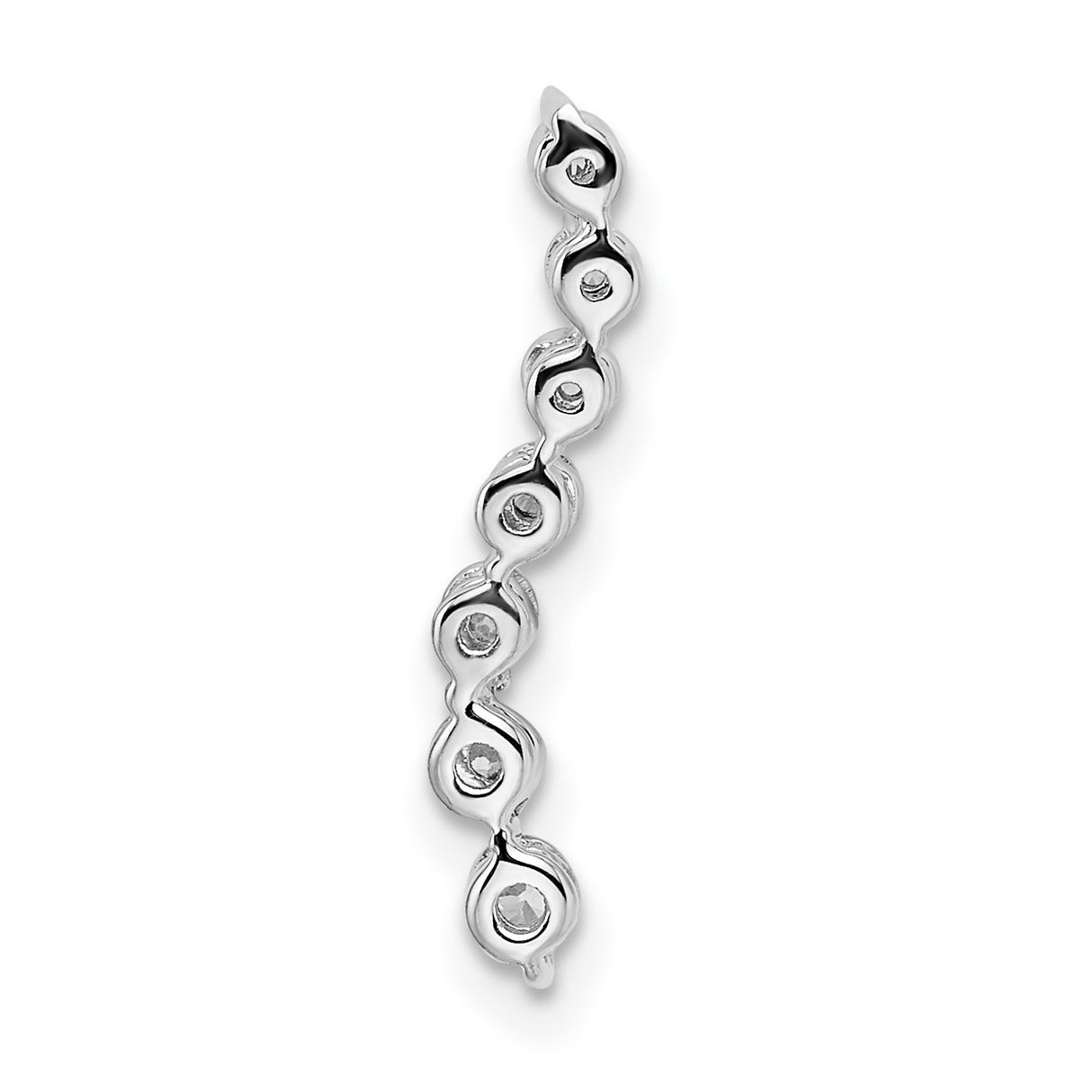 14k White Gold Earrings with Diamond Drop Design, Graduated Round Bezel-Set Dangles