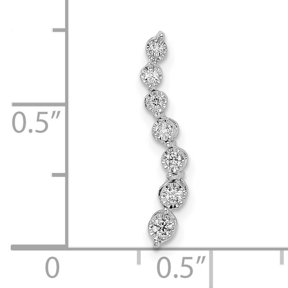 14k White Gold Earrings with Diamond Drop Design, Graduated Round Bezel-Set Dangles