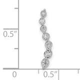 14k White Gold Earrings with Diamond Drop Design, Graduated Round Bezel-Set Dangles