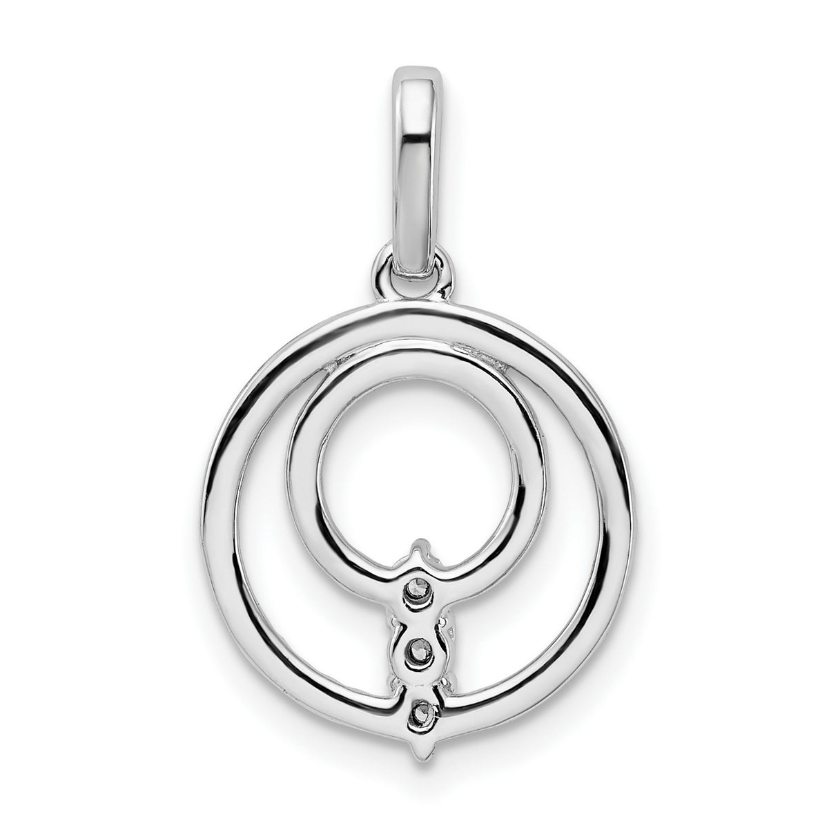 14k White Gold Diamond Circle Pendant with Concentric Halos and Geometric Design