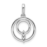 14k White Gold Diamond Circle Pendant with Concentric Halos and Geometric Design