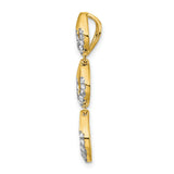 14k Yellow Gold Pendant with Cubic Zirconia, Three Marquise Links, Leaf Design