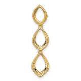 14k Yellow Gold Pendant with Cubic Zirconia, Three Marquise Links, Leaf Design