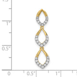 14k Yellow Gold Pendant with Cubic Zirconia, Three Marquise Links, Leaf Design