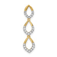 14k Yellow Gold Pendant with Cubic Zirconia, Three Marquise Links, Leaf Design