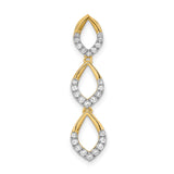 14k Yellow Gold Pendant with Cubic Zirconia, Three Marquise Links, Leaf Design