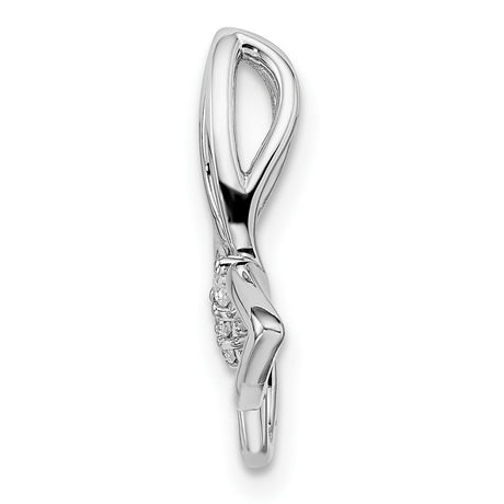 10k White Gold Butterfly Pendant with Diamond Accent and Polished Finish