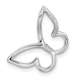 10k White Gold Butterfly Pendant with Diamond Accent and Polished Finish
