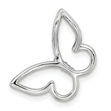 14k White Gold Butterfly Heart Pendant with Diamond Accents, Open Wing Design for Women