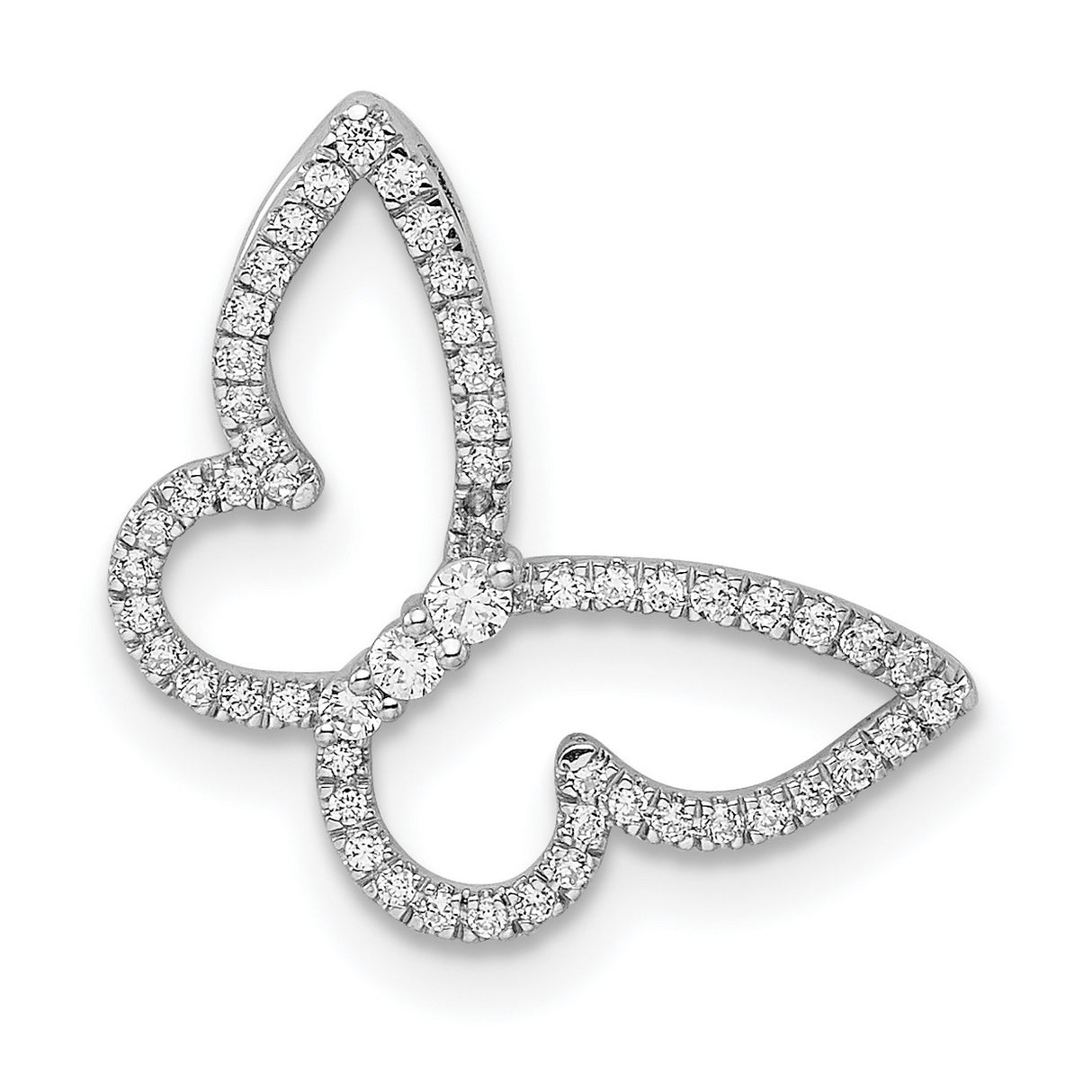 14k White Gold Butterfly Pendant with Diamond Accents, Open Wing Design for Women