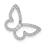 14k White Gold Butterfly Pendant with Diamond Accents, Open Wing Design for Women