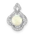 14k White Gold Pendant with Opal and Diamond, Teardrop Filigree Halo Design for Women