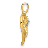 14k Two-Tone Gold Heart Pendant with Diamond Bow Accent and Love Script
