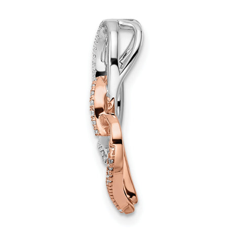 14k Two-Tone Gold Interlocking Heart Pendant with Diamonds, Romantic Jewelry for Women
