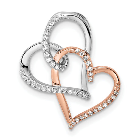 14k Two-Tone Gold Interlocking Heart Pendant with Diamonds, Romantic Jewelry for Women