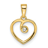 14k Yellow Gold Heart Pendant with Diamond Accent and Open Swirl Design for Women