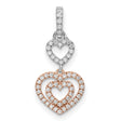 14k Two-Tone Gold Heart Pendant with Diamond Accents, Triple Interlocking Hearts Design