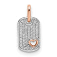 14k Two-Tone Gold Dog Tag Pendant with Pavé Diamonds and Open Rose Gold Heart