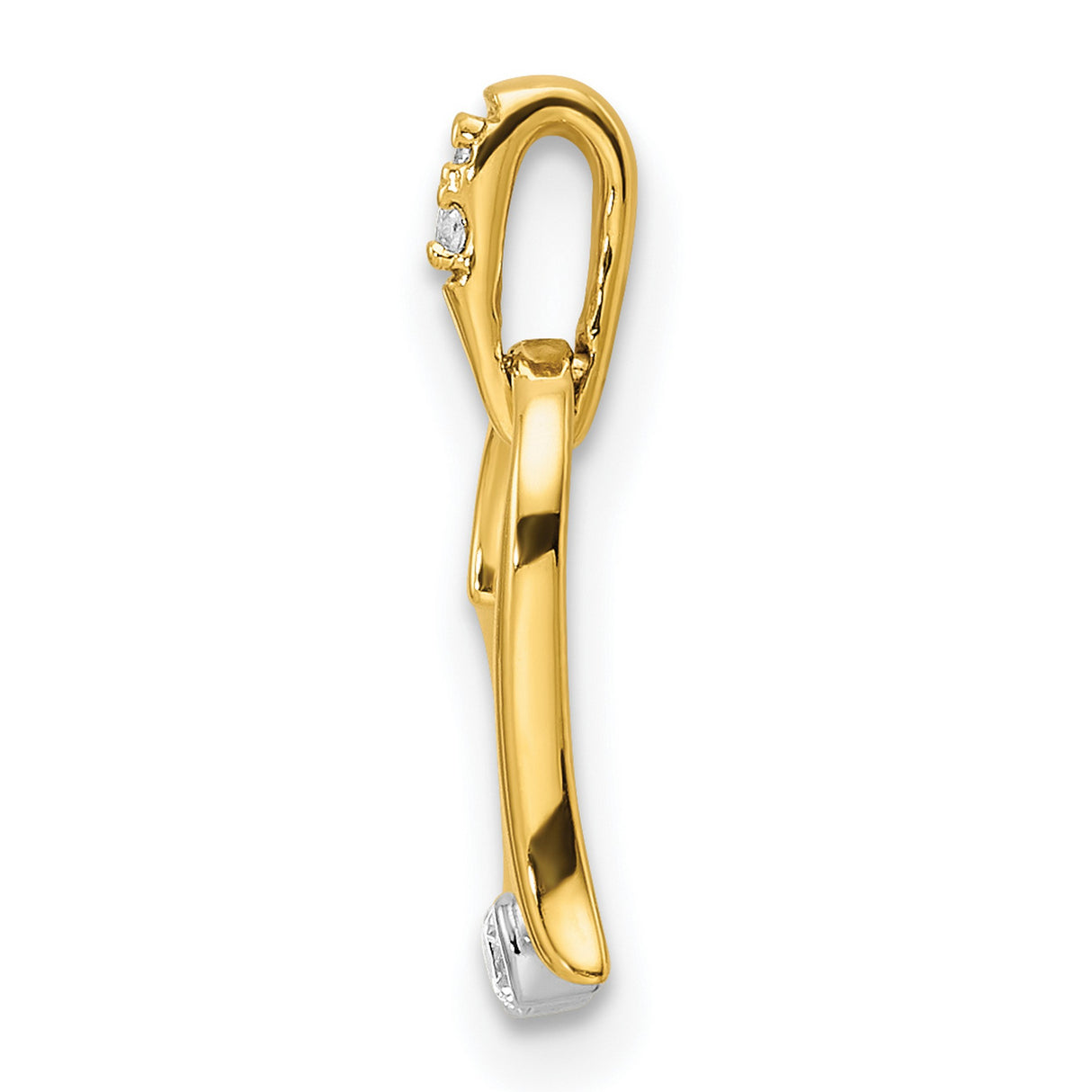 14k Two-Tone Gold Heart Pendant with Diamond Accents, Flowing Open Heart Design