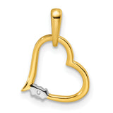 14k Two-Tone Gold Heart Pendant with Diamond Accents, Flowing Open Heart Design