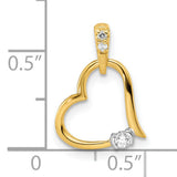 14k Two-Tone Gold Heart Pendant with Diamond Accents, Flowing Open Heart Design