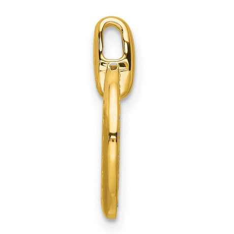 14k Yellow Gold Open Circle Pendant with Diamond Accents, Minimalist Modern Style for Women