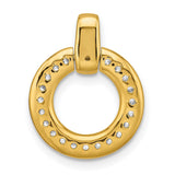 14k Yellow Gold Open Circle Pendant with Diamond Accents, Minimalist Modern Style for Women
