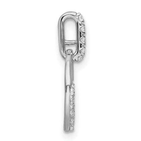 10k White Gold Circle Pendant with Round Cut White Diamonds, Half Pavé Open Design