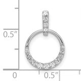 10k White Gold Circle Pendant with Round Cut White Diamonds, Half Pavé Open Design