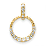 14k Yellow Gold Open Circle Pendant with Diamond Pavé, Symbol of Eternity and Unity