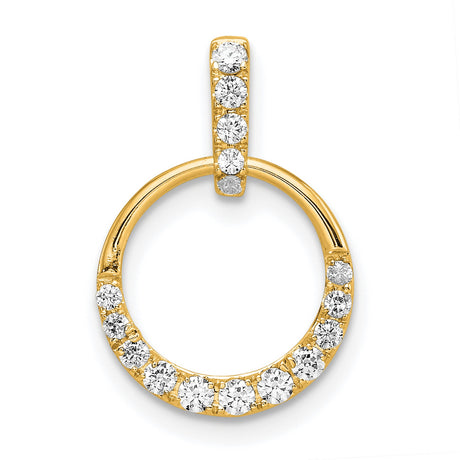 14k Yellow Gold Open Circle Pendant with Diamond Pavé, Symbol of Eternity and Unity