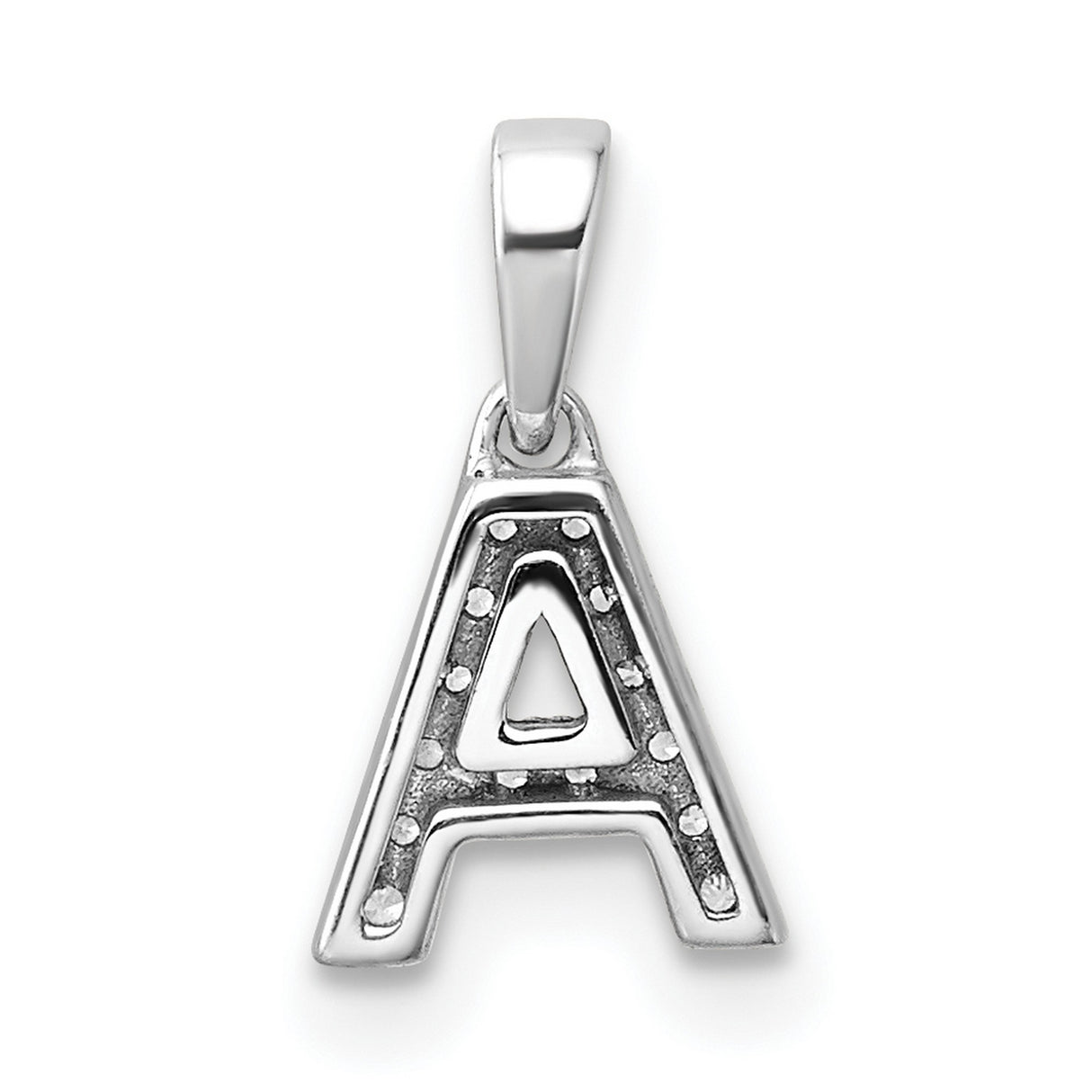 14k White Gold Diamond Initial A Pendant, Pavé Letter Charm Monogram Jewelry for Women