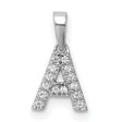 14k White Gold Diamond Initial A Pendant, Pavé Letter Charm Monogram Jewelry for Women