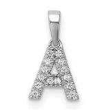 14k White Gold Diamond Initial A Pendant, Pavé Letter Charm Monogram Jewelry for Women