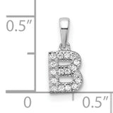 14k White Gold Letter B Pendant with Diamond Accents, Initial Charm for Women