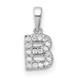 14k White Gold Letter B Pendant with Diamond Accents, Initial Charm for Women