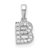 14k White Gold Letter B Pendant with Diamond Accents, Initial Charm for Women
