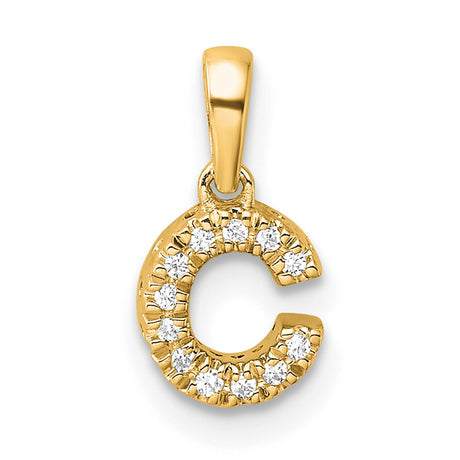 Diamond Letter C Initial with Bail Charm Pendant in Real 10k Yellow Gold