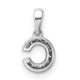 14k White Gold C Initial Pendant with Diamond Accent, Dainty Monogram Charm for Women