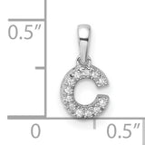 14k White Gold C Initial Pendant with Diamond Accent, Dainty Monogram Charm for Women